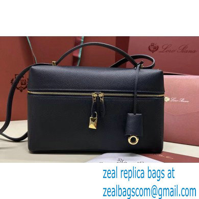 Loro Piana Extra Bag L27 with New lock charms in Grained Calfskin Dark Royal Blue 2024