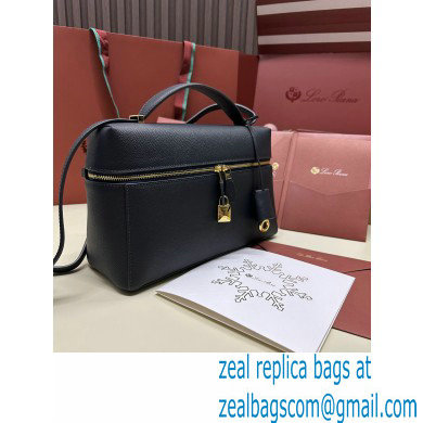 Loro Piana Extra Bag L27 with New lock charms in Grained Calfskin Dark Royal Blue 2024