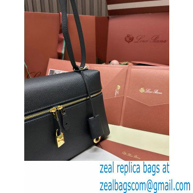 Loro Piana Extra Bag L27 with New lock charms in Grained Calfskin Dark Royal Blue 2024