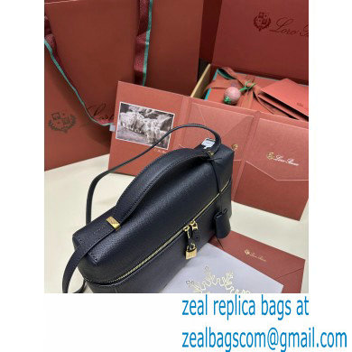 Loro Piana Extra Bag L27 with New lock charms in Grained Calfskin Dark Royal Blue 2024