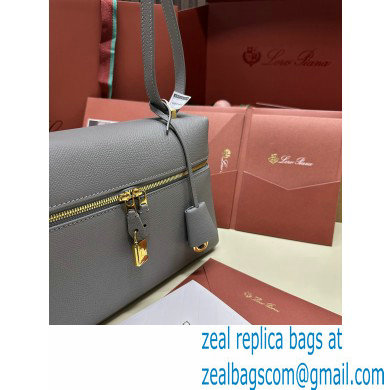 Loro Piana Extra Bag L27 with New lock charms in Grained Calfskin Gray 2024