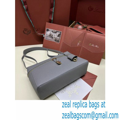 Loro Piana Extra Bag L27 with New lock charms in Grained Calfskin Gray 2024