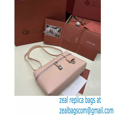 Loro Piana Extra Bag L27 with New lock charms in Grained Calfskin Light Pink 2024