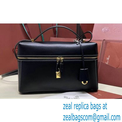 Loro Piana Extra Bag L27 with New lock charms in Smooth Calfskin Black 2024