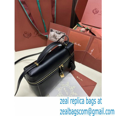 Loro Piana Extra Bag L27 with New lock charms in Smooth Calfskin Black 2024