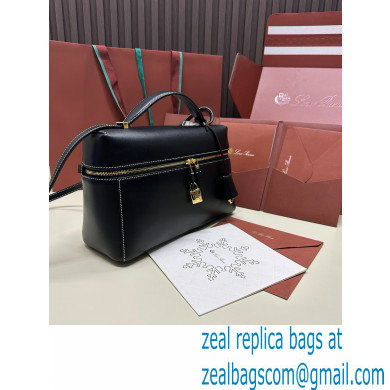 Loro Piana Extra Bag L27 with New lock charms in Smooth Calfskin Black 2024