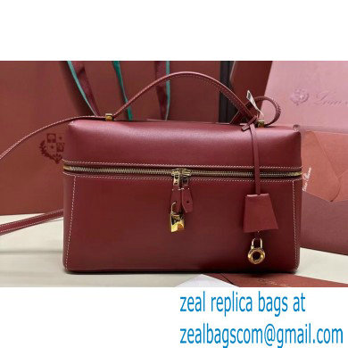 Loro Piana Extra Bag L27 with New lock charms in Smooth Calfskin Burgundy 2024