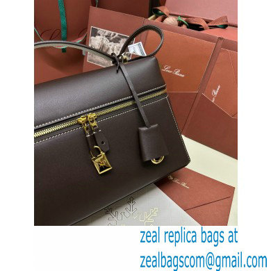 Loro Piana Extra Bag L27 with New lock charms in Smooth Calfskin Coffee 2024