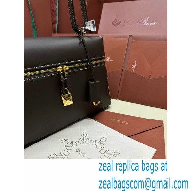 Loro Piana Extra Bag L27 with New lock charms in Smooth Calfskin Coffee 2024