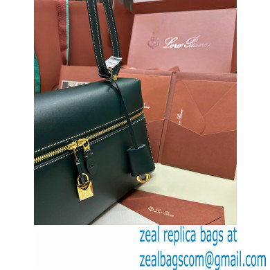 Loro Piana Extra Bag L27 with New lock charms in Smooth Calfskin Dark Green 2024