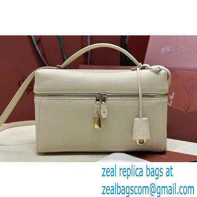 Loro Piana Extra Bag L27 with New lock charms in Smooth Calfskin White 2024