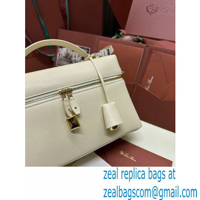 Loro Piana Extra Bag L27 with New lock charms in Smooth Calfskin White 2024