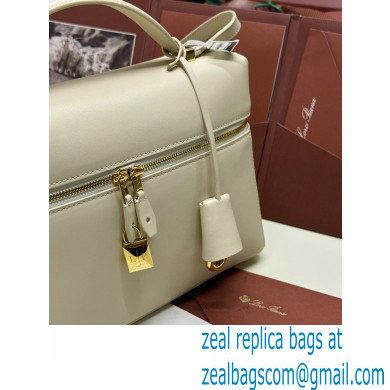 Loro Piana Extra Bag L27 with New lock charms in Smooth Calfskin White 2024