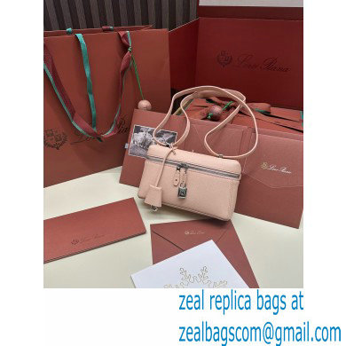 Loro Piana Extra Pocket L19 Pouch with New lock charms in Grained Calfskin Light Pink 2024