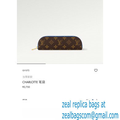 Louis Vuitton Charlotte Pencil Pouch GI1072 Blue 2024