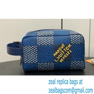 Louis Vuitton Damier Heritage canvas Locker Dopp Kit Bag N40747 Blue 2024 - Click Image to Close