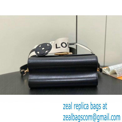 Louis Vuitton Epi leather Twist MM Bag M24765 Black with textile handle and Monogram Flowers 2024