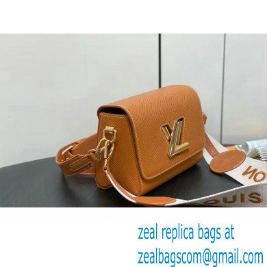 Louis Vuitton Epi leather Twist PM Bag M24758 Gold Brown with textile handle and Monogram Flowers 2024