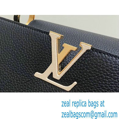 Louis Vuitton Lovelock chain Taurillon leather Capucines MM Bag Black 2024