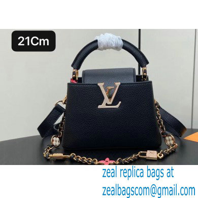 Louis Vuitton Lovelock chain Taurillon leather Capucines Mini Bag M23951 Black 2024