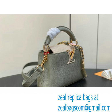 Louis Vuitton Lovelock chain Taurillon leather Capucines Mini Bag M23951 Dusty Green 2024