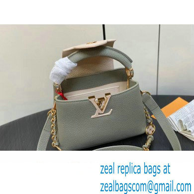 Louis Vuitton Lovelock chain Taurillon leather Capucines Mini Bag M23951 Dusty Green 2024