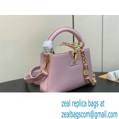 Louis Vuitton Lovelock chain Taurillon leather Capucines Mini Bag M23951 Pink 2024