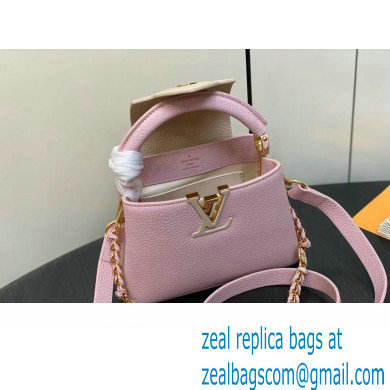 Louis Vuitton Lovelock chain Taurillon leather Capucines Mini Bag M23951 Pink 2024