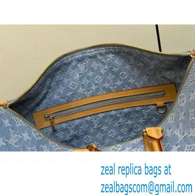 Louis Vuitton Monogram Denim Keepall Bandouliere 45 Bag M25334 LV By The Pool Sky Blue 2024