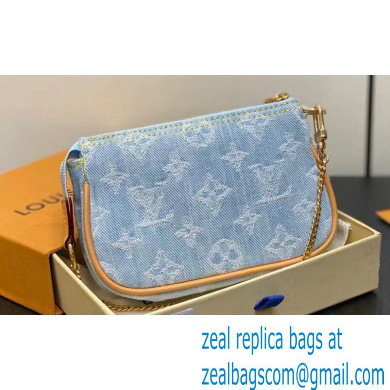 Louis Vuitton Monogram Denim Mini Pochette Accessoires Bag M82960 LV By The Pool Sky Blue 2024