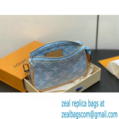 Louis Vuitton Monogram Denim Mini Pochette Accessoires Bag M82960 LV By The Pool Sky Blue 2024