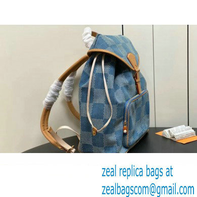 Louis Vuitton Monogram Denim Montsouris Backpack Bag New LV Remix N40708 Blue 2024