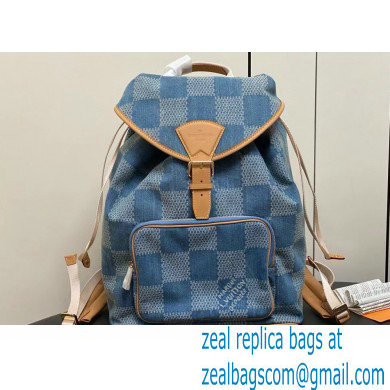 Louis Vuitton Monogram Denim Montsouris Backpack Bag New LV Remix N40708 Blue 2024