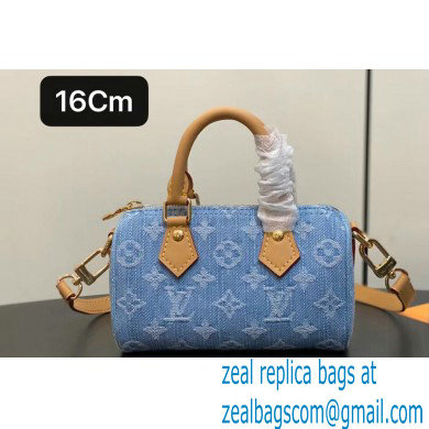 Louis Vuitton Monogram Denim Nano Speedy Bag M11212 Sky Blue 2024