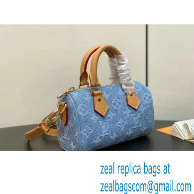 Louis Vuitton Monogram Denim Nano Speedy Bag M11212 Sky Blue 2024