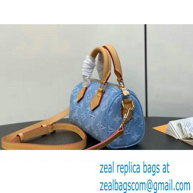 Louis Vuitton Monogram Denim Nano Speedy Bag M11212 Sky Blue 2024