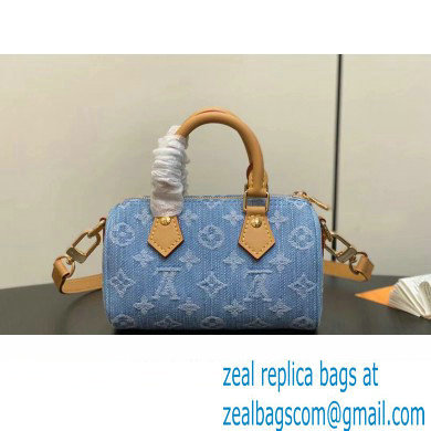 Louis Vuitton Monogram Denim Nano Speedy Bag M11212 Sky Blue 2024