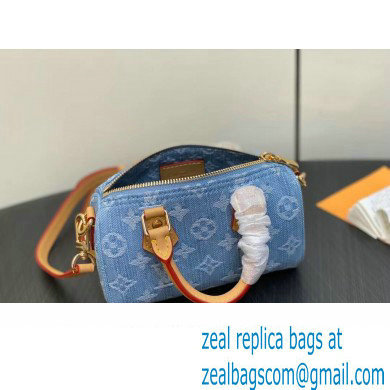 Louis Vuitton Monogram Denim Nano Speedy Bag M11212 Sky Blue 2024