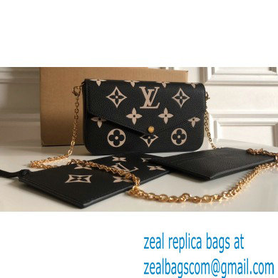 Louis Vuitton Monogram Empreinte leather Felicie Pochette Bag M82479 Black / Beige