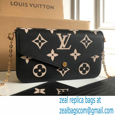 Louis Vuitton Monogram Empreinte leather Felicie Pochette Bag M82479 Black / Beige