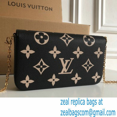 Louis Vuitton Monogram Empreinte leather Felicie Pochette Bag M82479 Black / Beige