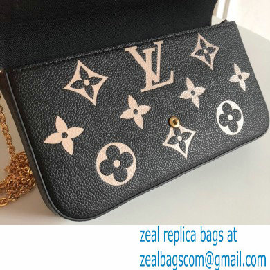 Louis Vuitton Monogram Empreinte leather Felicie Pochette Bag M82479 Black / Beige