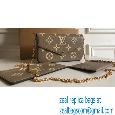 Louis Vuitton Monogram Empreinte leather Felicie Pochette Bag M82610 Tourterelle Gray / Cream