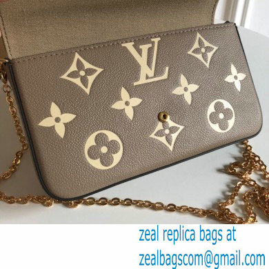 Louis Vuitton Monogram Empreinte leather Felicie Pochette Bag M82610 Tourterelle Gray / Cream