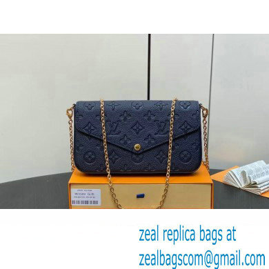 Louis Vuitton Monogram Empreinte leather Felicie Pochette Bag M83589 Navy Blue 2024