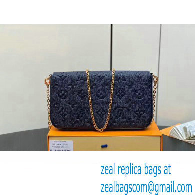 Louis Vuitton Monogram Empreinte leather Felicie Pochette Bag M83589 Navy Blue 2024