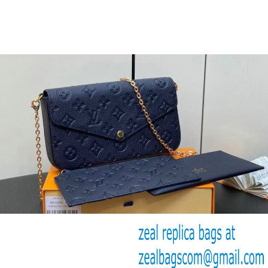 Louis Vuitton Monogram Empreinte leather Felicie Pochette Bag M83589 Navy Blue 2024