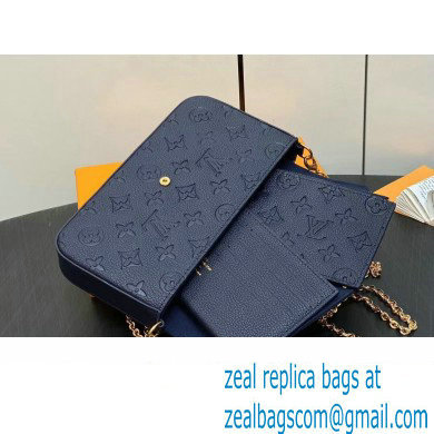 Louis Vuitton Monogram Empreinte leather Felicie Pochette Bag M83589 Navy Blue 2024