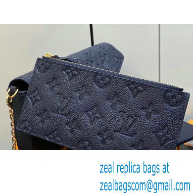 Louis Vuitton Monogram Empreinte leather Felicie Pochette Bag M83589 Navy Blue 2024