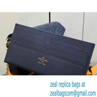 Louis Vuitton Monogram Empreinte leather Felicie Pochette Bag M83589 Navy Blue 2024